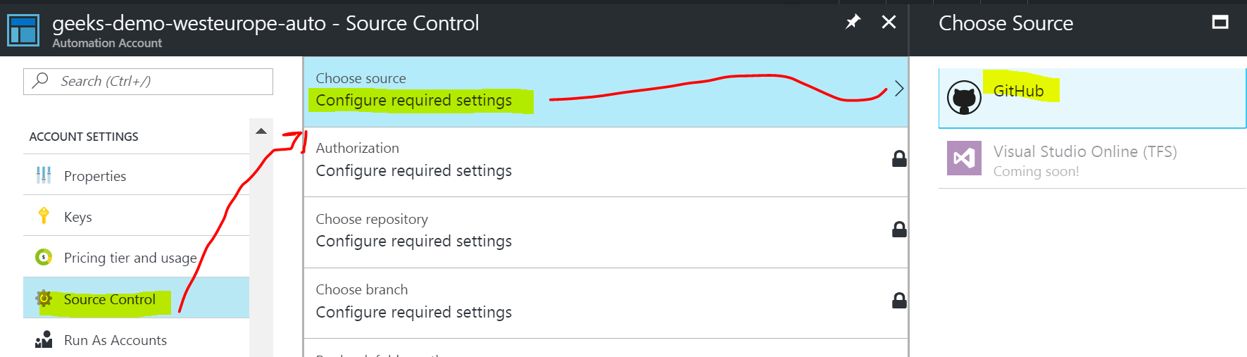 Integrate Azure Automation to GitHub