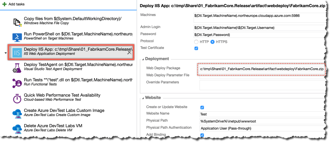 AzureDevTestLabs IIS WebApp Deployment using WinRM