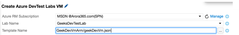 Azure DevTest Lab Task Configuration