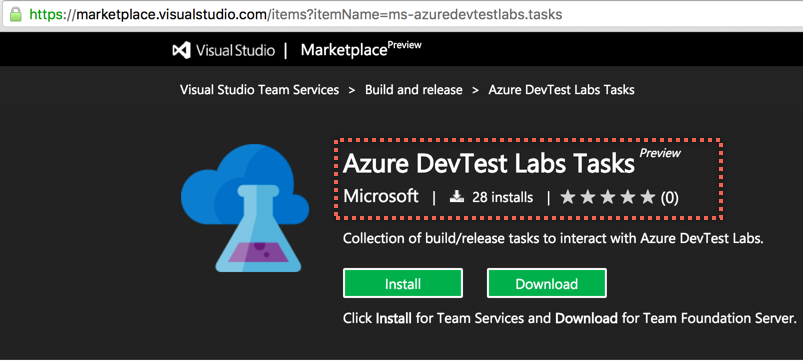 Install Azure DevTest Lab VSTS Extensions