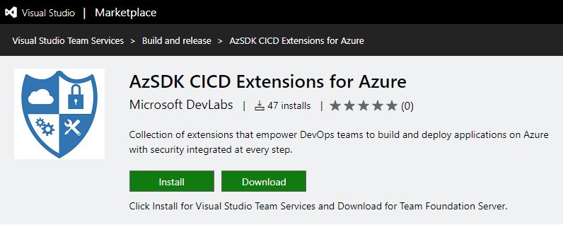 AzSDK VSTS Marketplace