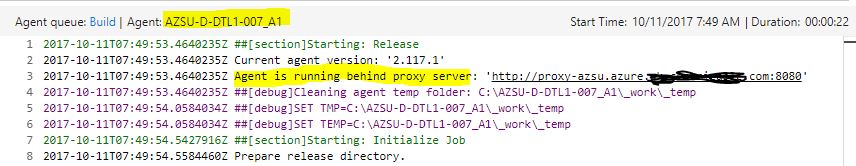 VSTS Private Agent Proxy Config Test Validate