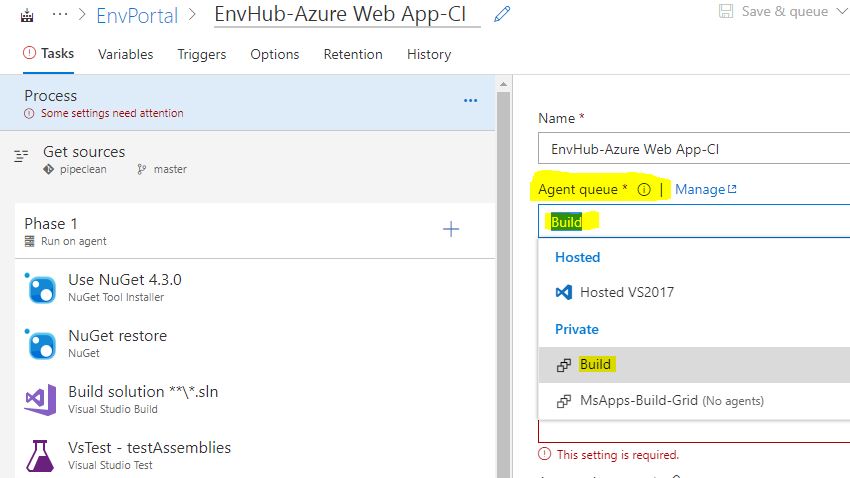 VSTS ASEv2 App Service Private Agent Queue