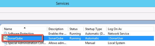 SonarQube Start Windows Service