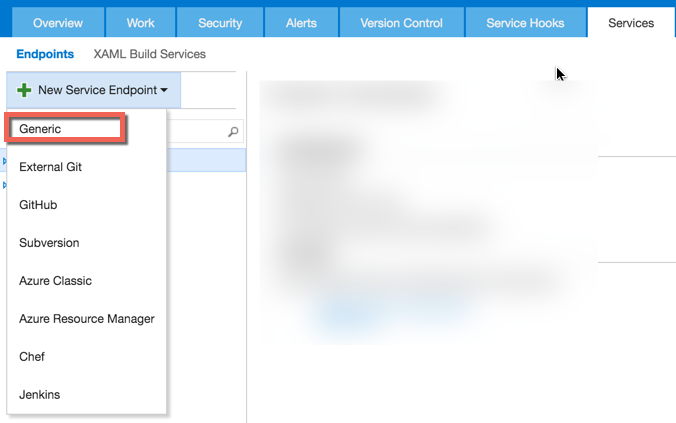 VSTS Connection Settings for SonarQube