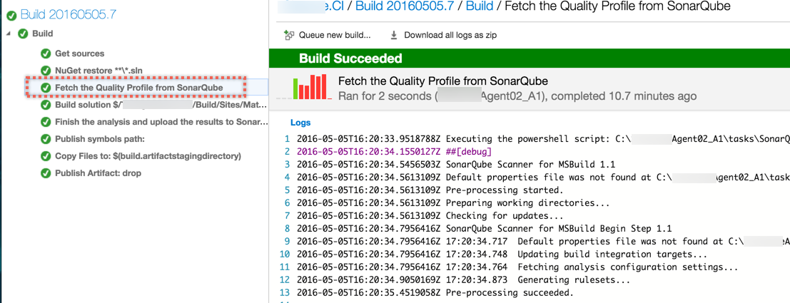 VSTS SonarQube Begin Analysis Task Configuration