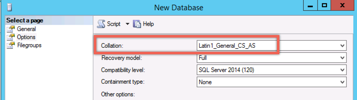 SonarQube SQL Database collation