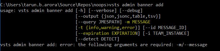 VSTS CLI banner create