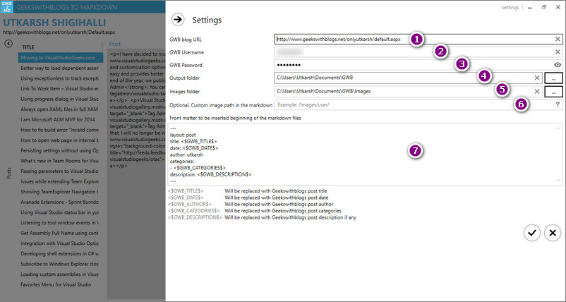 Settings screen